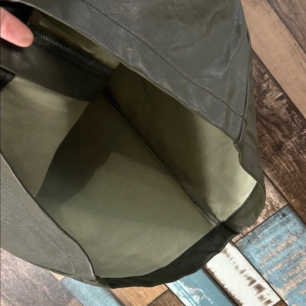 Shinestar Olive Leather Skirt with Zipper - Picture 6 of 11